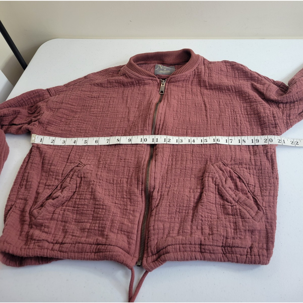 Natural Reflections Bomber Jacket Women's Sz Medium Brownish Red Crinkle Cropped - Picture 3 of 10